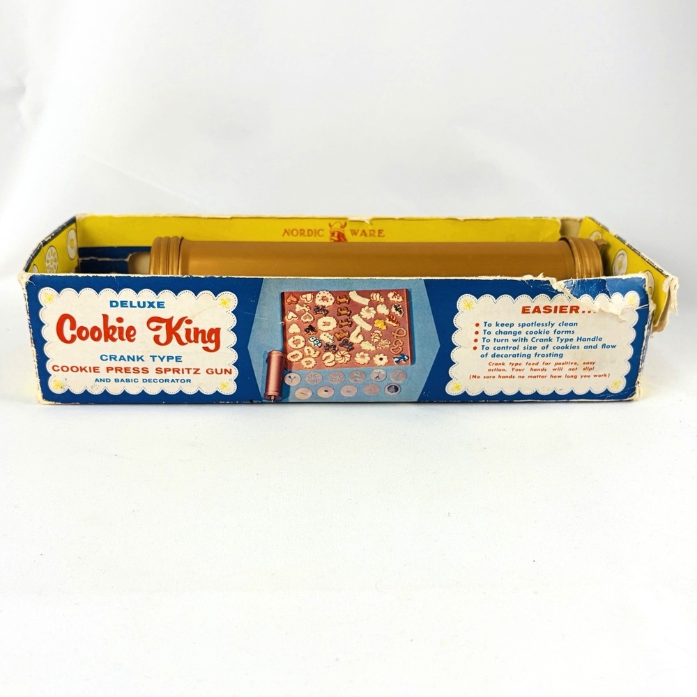 Nordic Ware Deluxe Cookie King Press Spritz Crank 10 Discs Decorator Tip Vintage - Picture 5 of 8